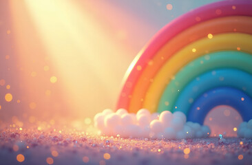 Wall Mural - radiant rainbow background with vibrant colors, sparkles, and golden sunlight