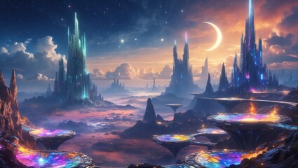 Wall Mural - Futuristic alien city, landscape