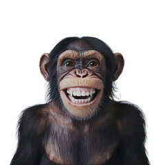 a portrait of a monkey smiling and showing his teeth PNG image, PNG file, Generative art.