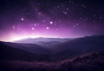 Wall Mural - stars purple night moonlight sky