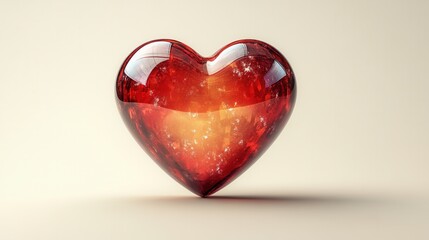 Wall Mural - bold red heart icon on light gray background, vector design, modern aesthetic, perfect for digital g