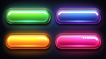 Wall Mural - neon colored glass buttons design set