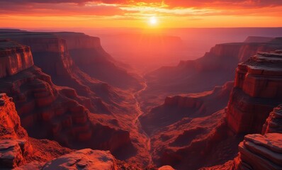 Canvas Print - Stunning sunset over a canyon landscape