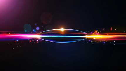Wall Mural - abstract colorful light streaks and lens flare on dark background