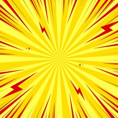 Fototapete - Dynamic yellow comic book background with halftone and radial speed lines. Perfect for action scenes. 
