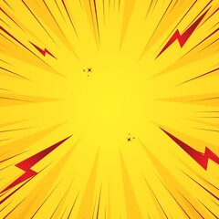 Leinwandbilder - Dynamic yellow comic book background with halftone and radial speed lines. Perfect for action scenes. 