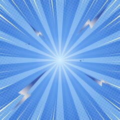 Fototapete - Dynamic blue comic book background with halftone and radial speed lines. Perfect for action scenes. 