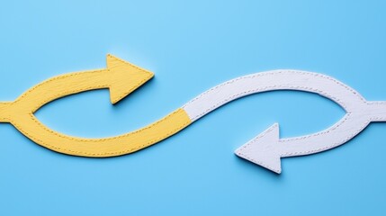 Wall Mural - customer journey flow diagram with oversized arrows on blue background
