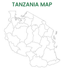  High detailed map of Tanzania. Outline map of Tanzania. Africa