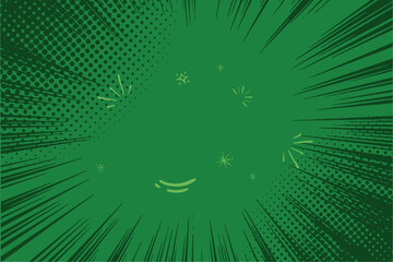 Leinwandbilder - Dynamic green comic book background with halftone and radial speed lines. Perfect for action scenes. 
