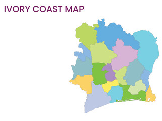  High detailed map of Ivory Coast. Outline map of Ivory Coast. Africa