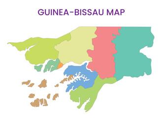  High detailed map of Guinea-Bissau. Outline map of Guinea-Bissau. Africa