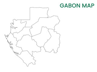 High detailed map of Gabon. Outline map of Gabon. Africa