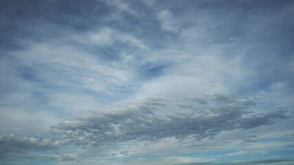 Wall Mural - time lapse of blueish spring clouds moving through a blue sky. only clouds shown