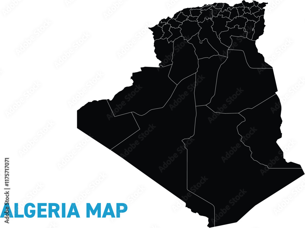 High Detailed Map Of Algeria Outline Map Of Algeria Africa Stock