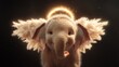 © xbzz - Whimsical elephant encounter fantasy realm digital artwork ethereal atmosphere close-up joyful concept