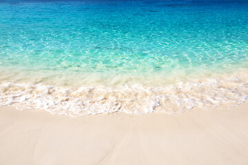 Wall Mural - Beautiful white sand beach with turquoise water on a sunny day in Similan Islands near Phuket, Thailand.