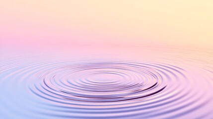 Poster - Concentric rings expanding on a pastel water surface create a mesmerizing visual effect, ideal for tranquil and abstract backgrounds in design projects