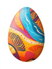 Wall Mural - Cartoon colorful easter eggs with patterns isolated on white background