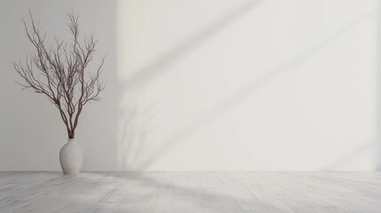 Canvas Print - Minimalist room interior with branches in vase.