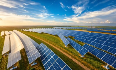 Aerial view of solar panels in solar farm innovative solar panel innovation power electricity energy technology panel renewable