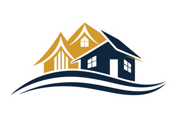 Wall Mural - This logo showcases a clean stylized house with smooth lines, ideal for real estate marketing, Clean and elegant logo featuring a stylized house or building