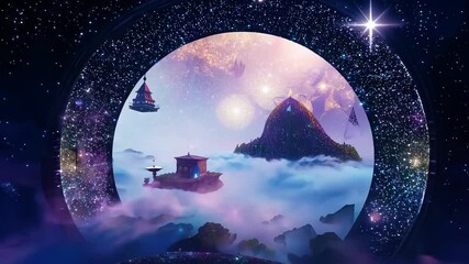 Wall Mural - a celestial gateway opening to a realm where magic and reality intertwine seamlessly