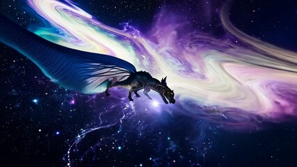 Wall Mural - a celestial dragon weaving through nebulae and star clusters in deep space