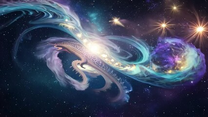 Wall Mural - a celestial dragon weaving through nebulae and star clusters in deep space