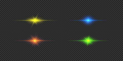 Wall Mural - set of multicolor horizontal light effects of lens flares