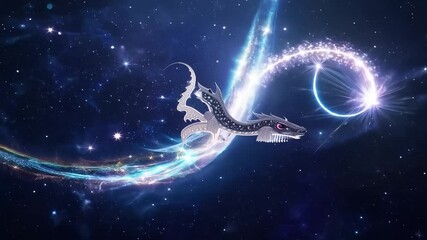 Wall Mural - a celestial dragon weaving through constellations in a star-filled sky