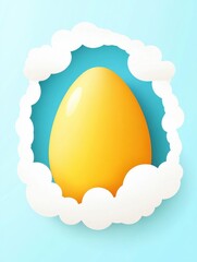 Wall Mural - Happy Easter greeting card and frame in shape of egg, Vector illustration in simple flat style.