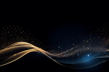 Canvas Print - abstract christmas background with glowing stars and snowflakes, featuring a blue winter wave design