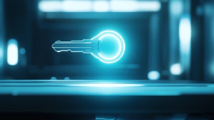 Futuristic Glowing Key:  Unlocking Digital Worlds