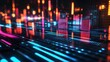 © pjjaruwan - Holographic 3D music equalizer with glowing effects, 3D background music, futuristic and striking