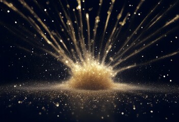 Wall Mural - explosion background black glitter dust golden particles isolated color