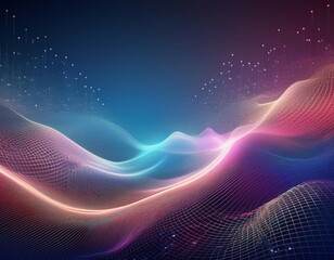 Wall Mural - network wave of dots and weave lines abstract pastel background for design on the topic of cyberspace big data metaverse data transfer on dark pastel abstract cyberspace