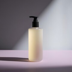 Wall Mural - Artistic Fusion Haircare Bottle Minimalism on Gradient