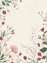 Aufkleber - Colorful hand drawn doodle featuring various flowers and plants set against a light background in a whimsical style. Generative AI