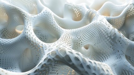 Wall Mural - abstract white cellular structure: intricate and futuristic design of a white cellular structure wit