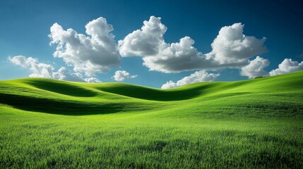 Wall Mural - Lush Green Hills Under Cloudy Sky