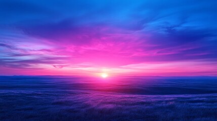 Wall Mural - Vibrant Sunset Over Tranquil Landscape