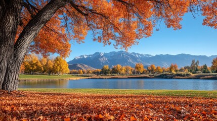 Wall Mural - Autumn Serenity by the Lake