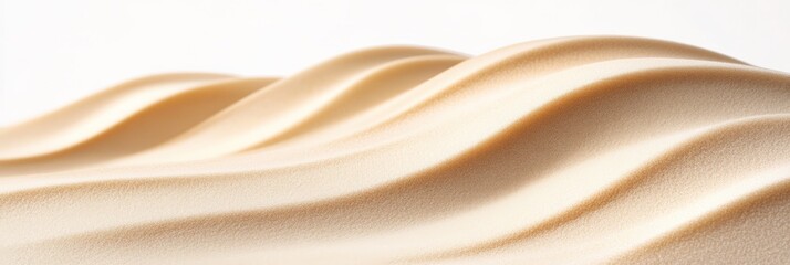 Fototapete - Beige surface forming gentle waves, creating a textured pattern reminiscent of sand dunes or flowing fabric, offering a soothing and tactile visual experience