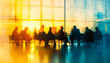 © Oleksiy - Blurred silhouettes in a corporate meeting room symbolize dynamic business discussions