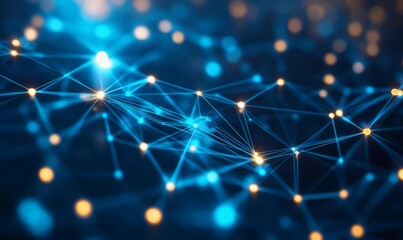 A detailed digital circuit network in blue lights, symbolizing connectivity, data flow, and advanced technology