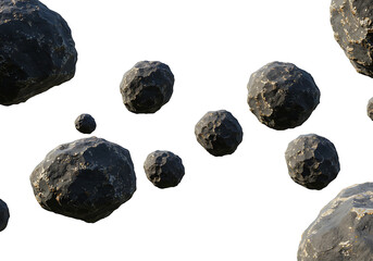 Wall Mural - floating space rocks isolated on transparent background, astronomy and science concept transparent p