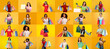 © Prostock-studio - A colorful collection showcases diverse individuals celebrating shopping excitement with bags in hand.
