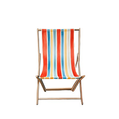 Wall Mural - Colorful beach deckchair with stripes against a simple transparent background for relaxation, Beach deckchair transparent background