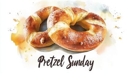 Pretzel Sunday Pretzel sunday celebration with watercolor art design for bakery promotion